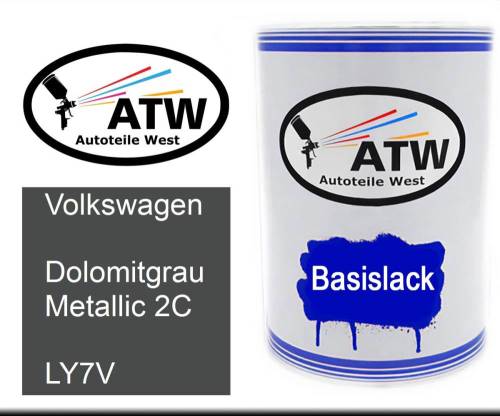 Volkswagen, Dolomitgrau Metallic 2C, LY7V: 500ml Lackdose, von ATW Autoteile West.